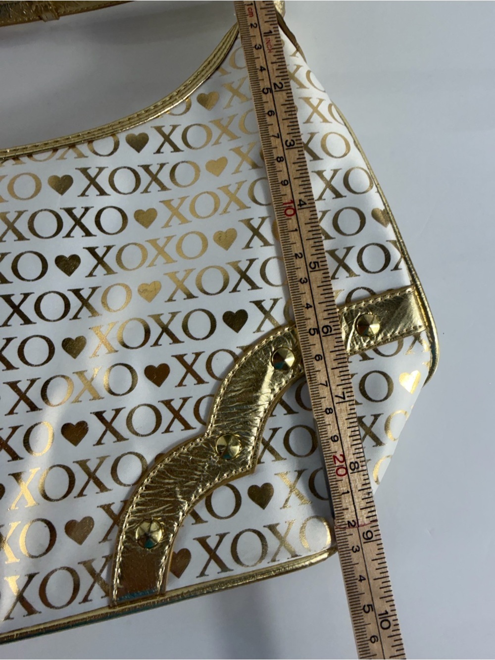 XOXO Gold & White Logo Shoulder Bag Y2K Style - Picture 3 of 8